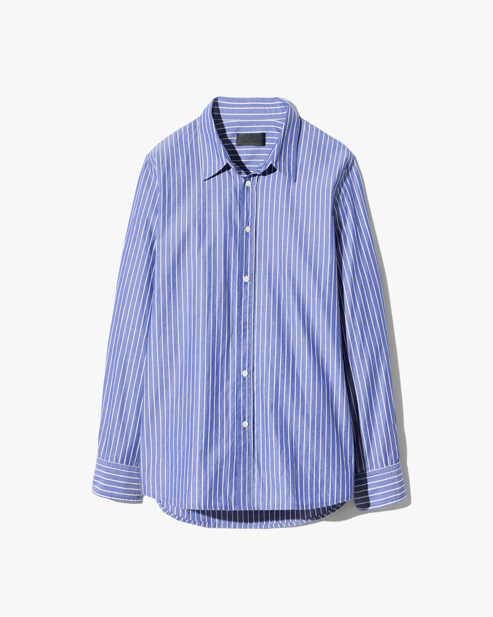 Nili Lotan | Raphael Classic Shirt - Dark Navy / White Stripe
