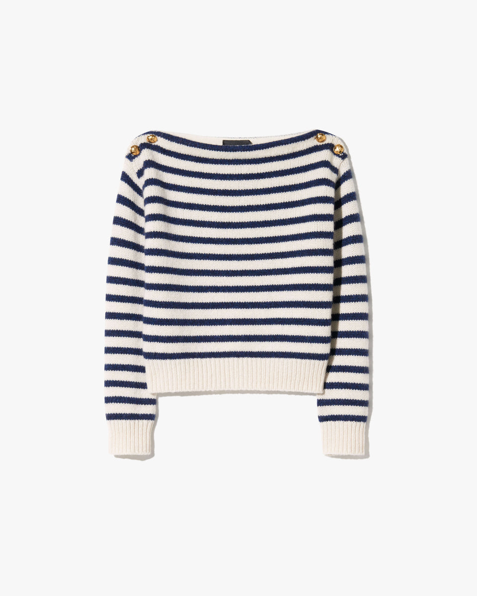 Nili Lotan | Tandy Sweater - Ivory / Marine Stripe