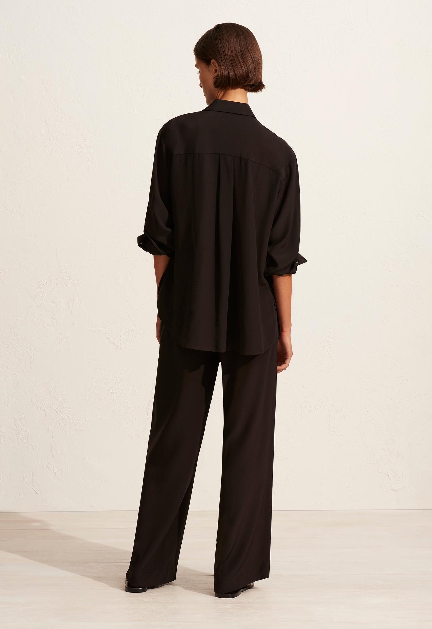 Matteau | Long Sleeve Silk Shirt - Black