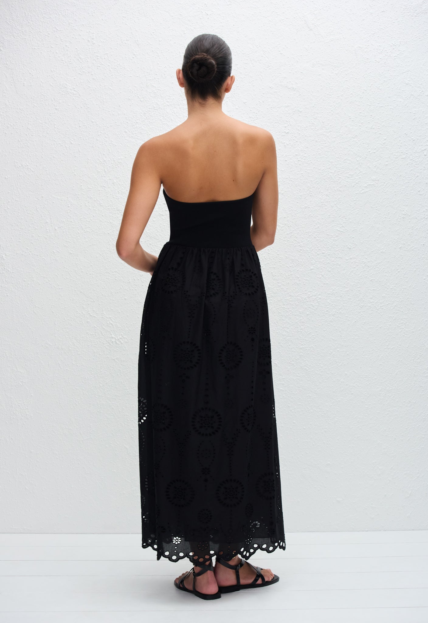 Matteau | Strapless Knit & Broderie Dress - Black