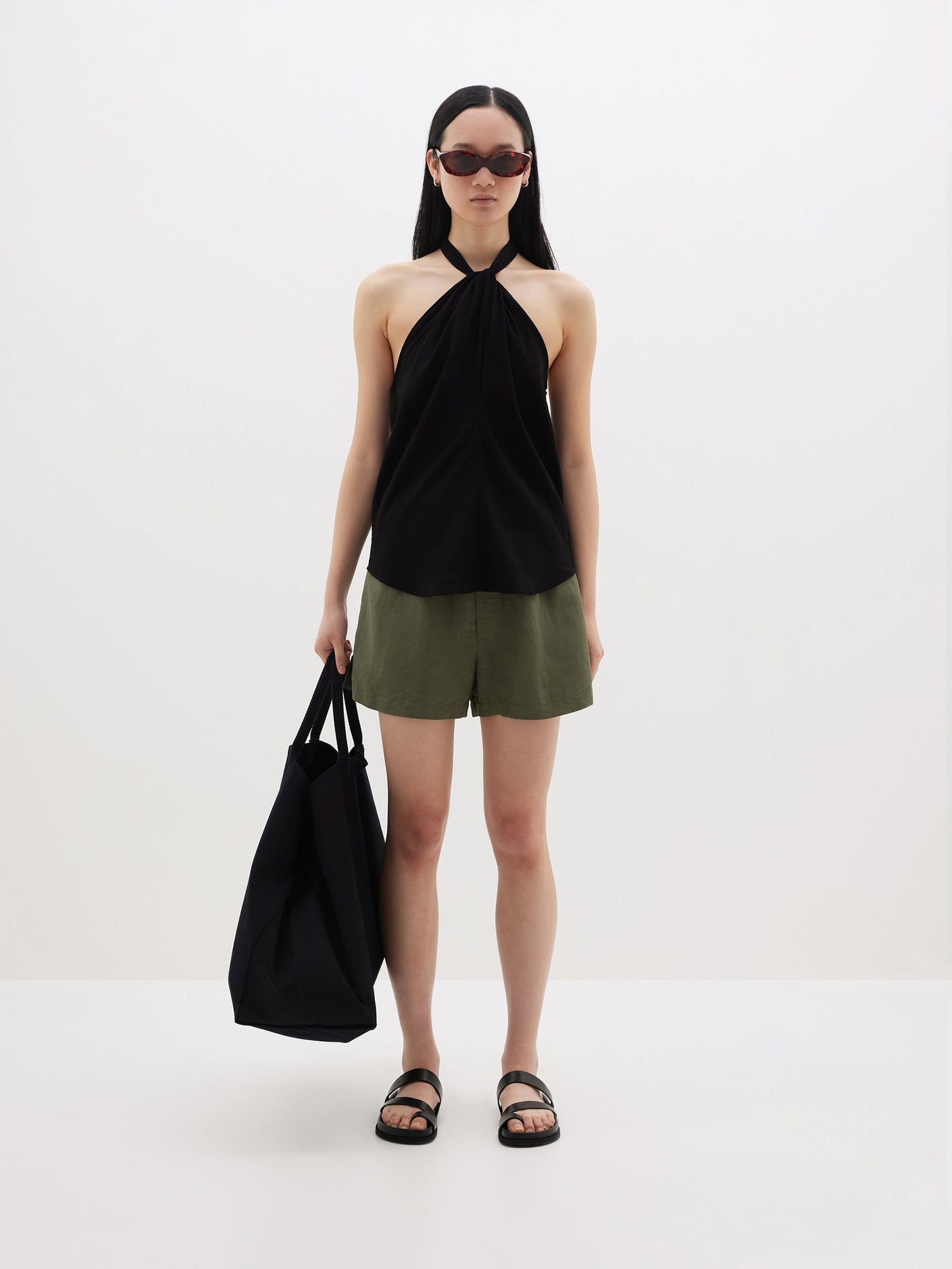 Bassike | Viscose Linen Boxer Short - Khaki