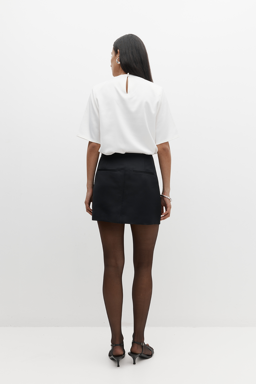 Rebe | Satin Mini Skirt - Black