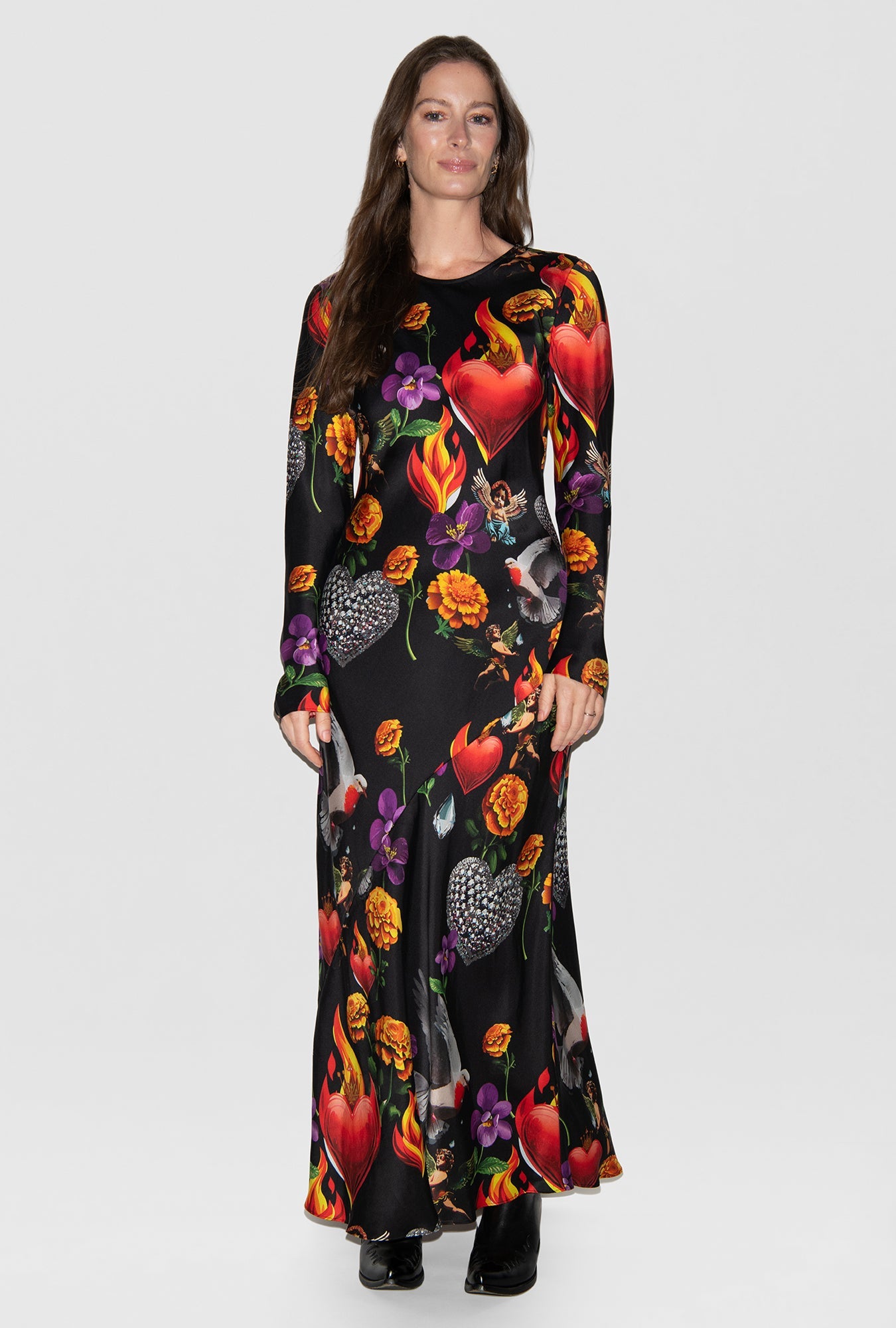 Silk Laundry | Full Sleeve Bias Dress - Dearly Beloved Black
