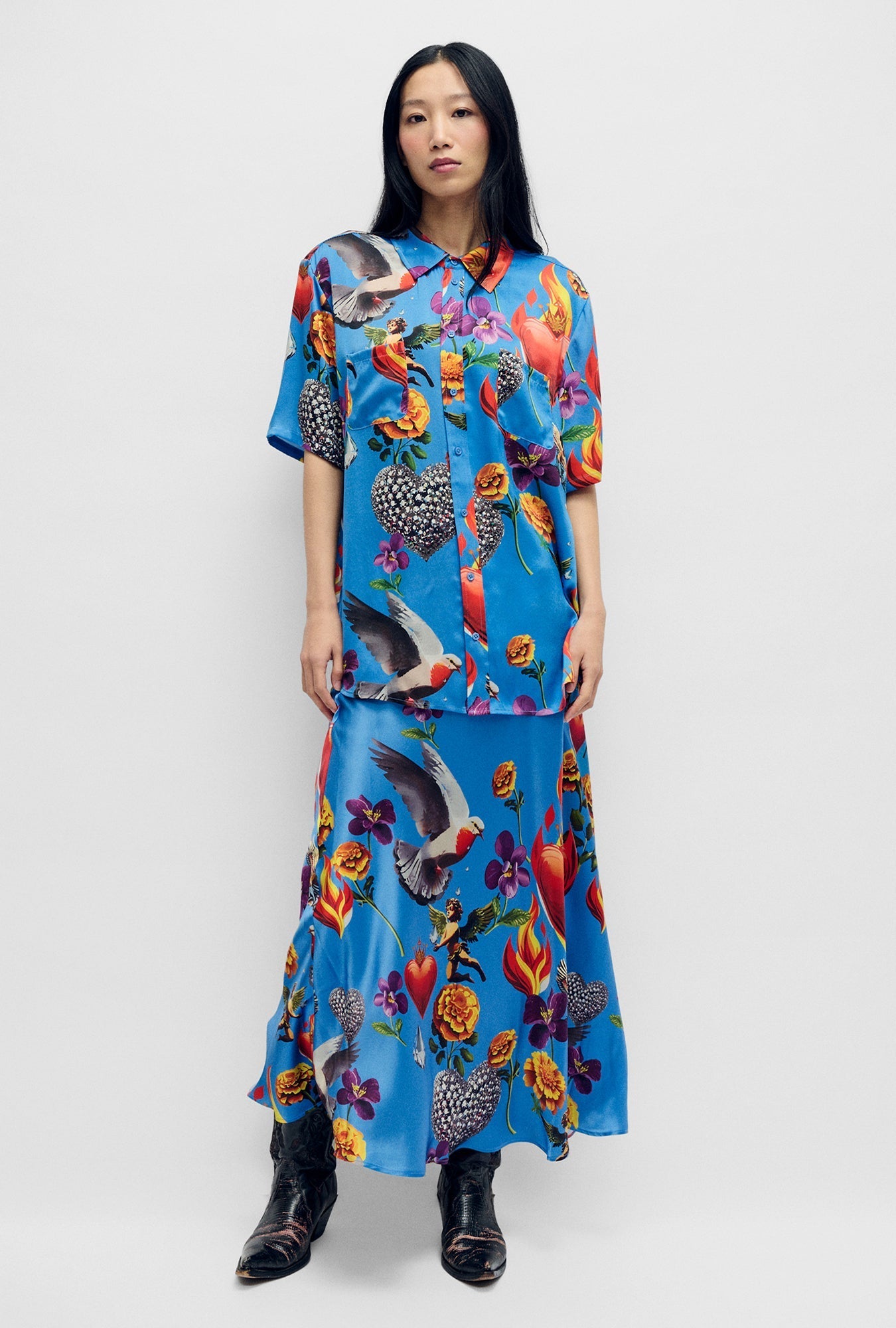 Silk Laundry | Long Bias Cut Skirt - Dearly Beloved Mirage