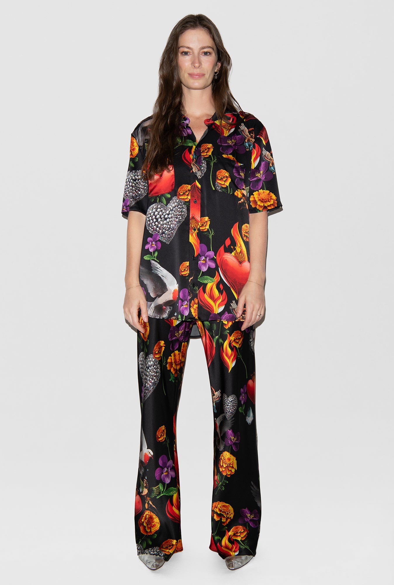 Silk Laundry | Short Sleeve Boyfriend Shirt - Dearly Beloved Black