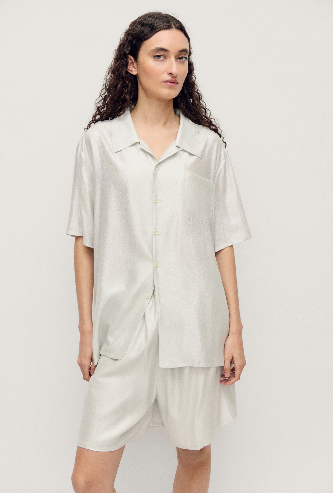 Silk Laundry | Camp Shirt - Silver Foil