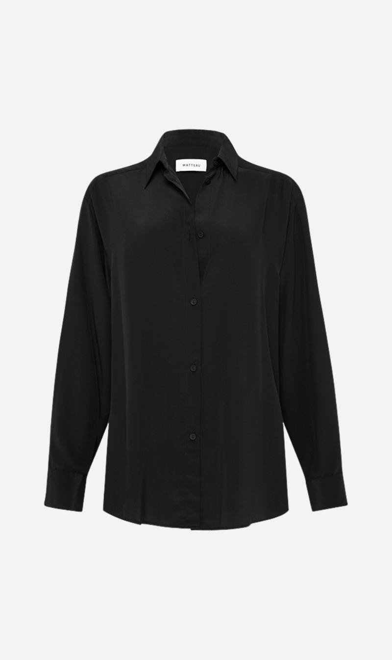 Matteau | Long Sleeve Silk Shirt - Black
