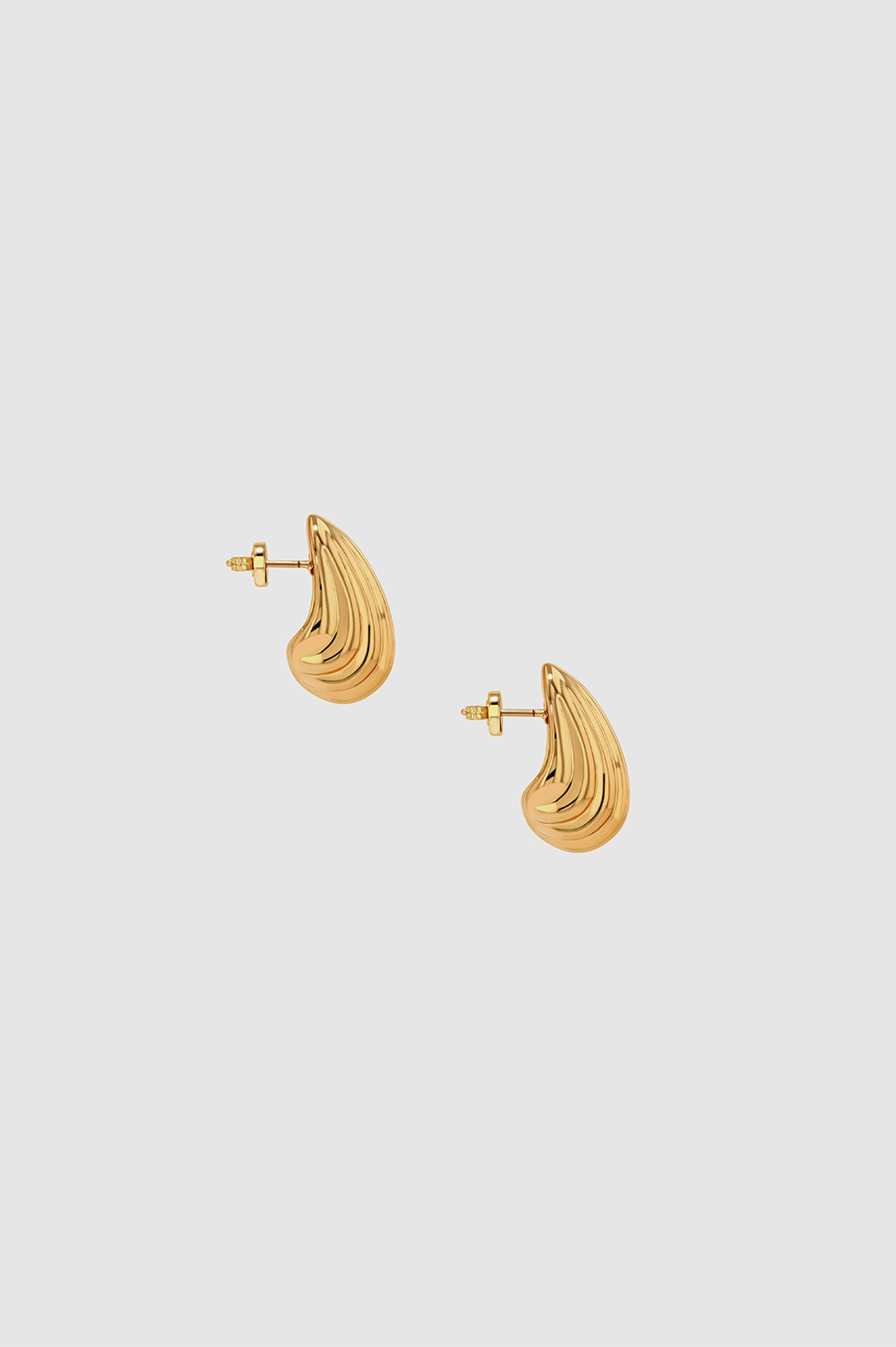 Anine Bing | Small Ribbed Drop Earrings - Gold