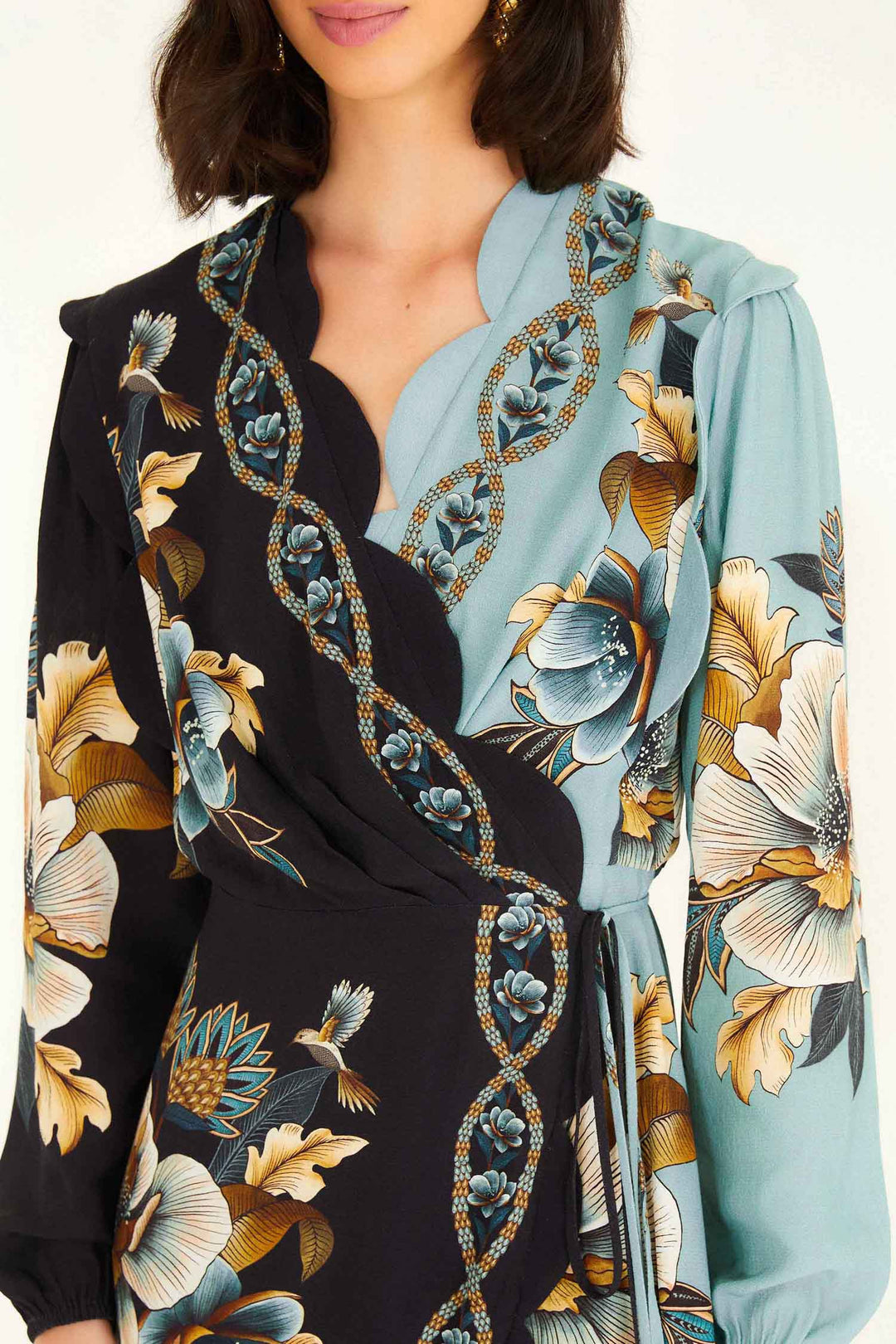 Farm Rio | Wrap Wavy Mini Dress - Snake Garden Mix