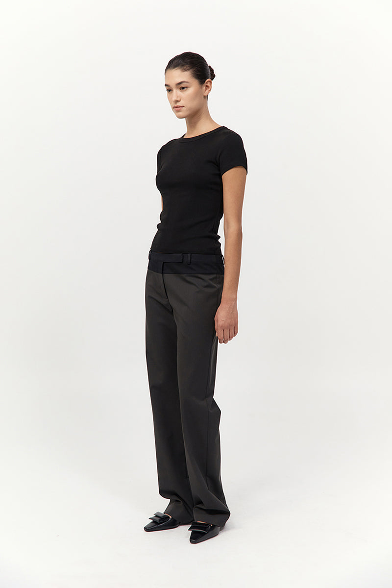 St Agni | 90s Splice Panelled Pants - Black Olive/Black
