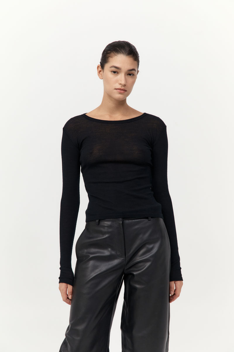 St Agni | Baby Wool Long Sleeve Top - Black