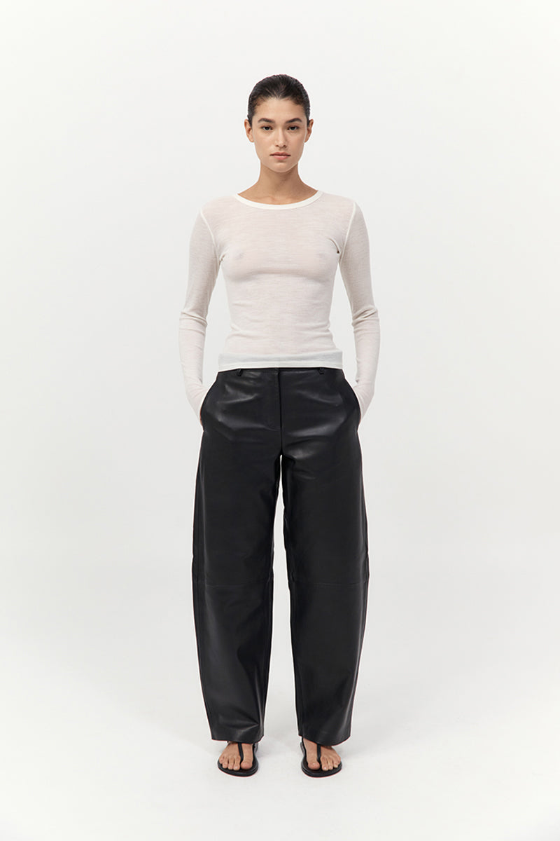 St Agni | Leather Balloon Pants - Black