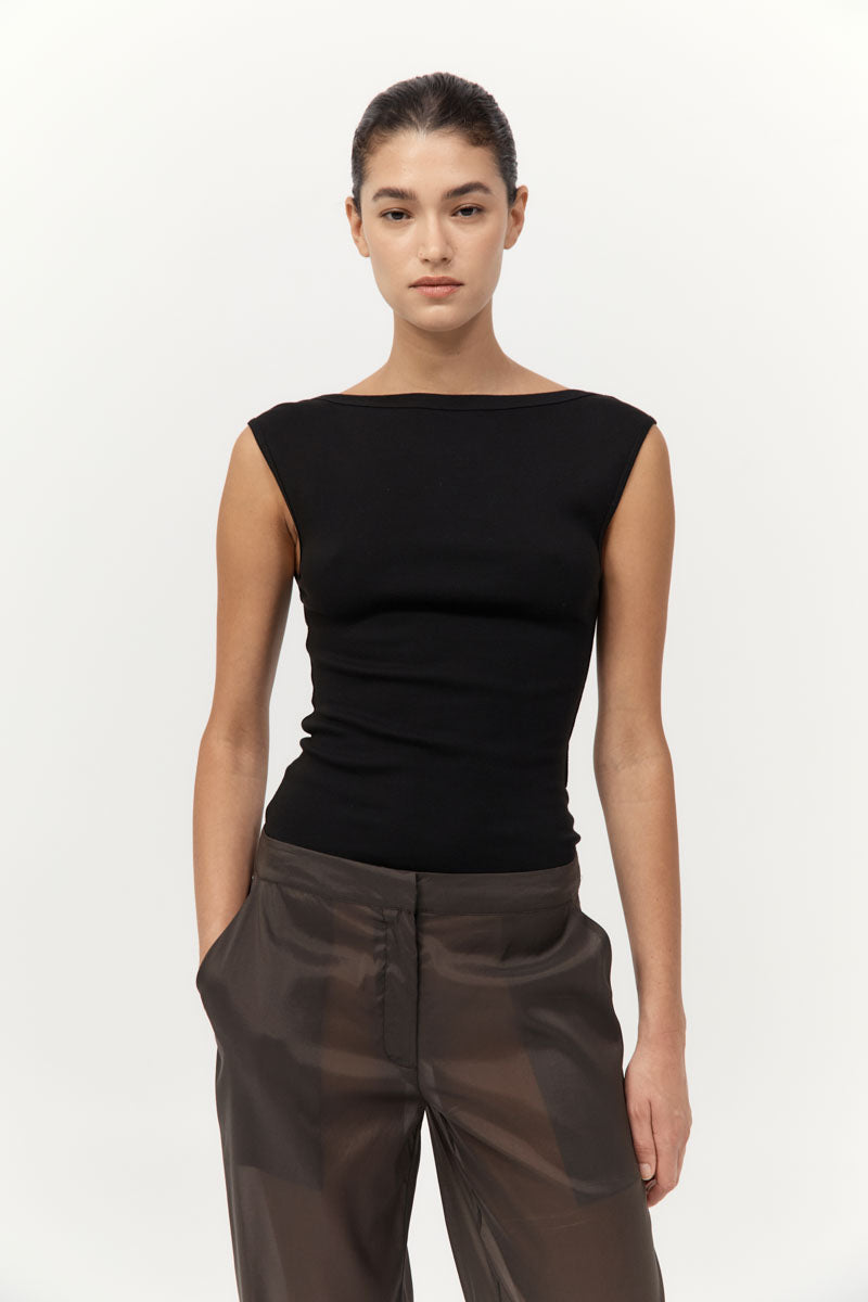 St Agni | Organic Cotton Ballerina Top - Jet Black