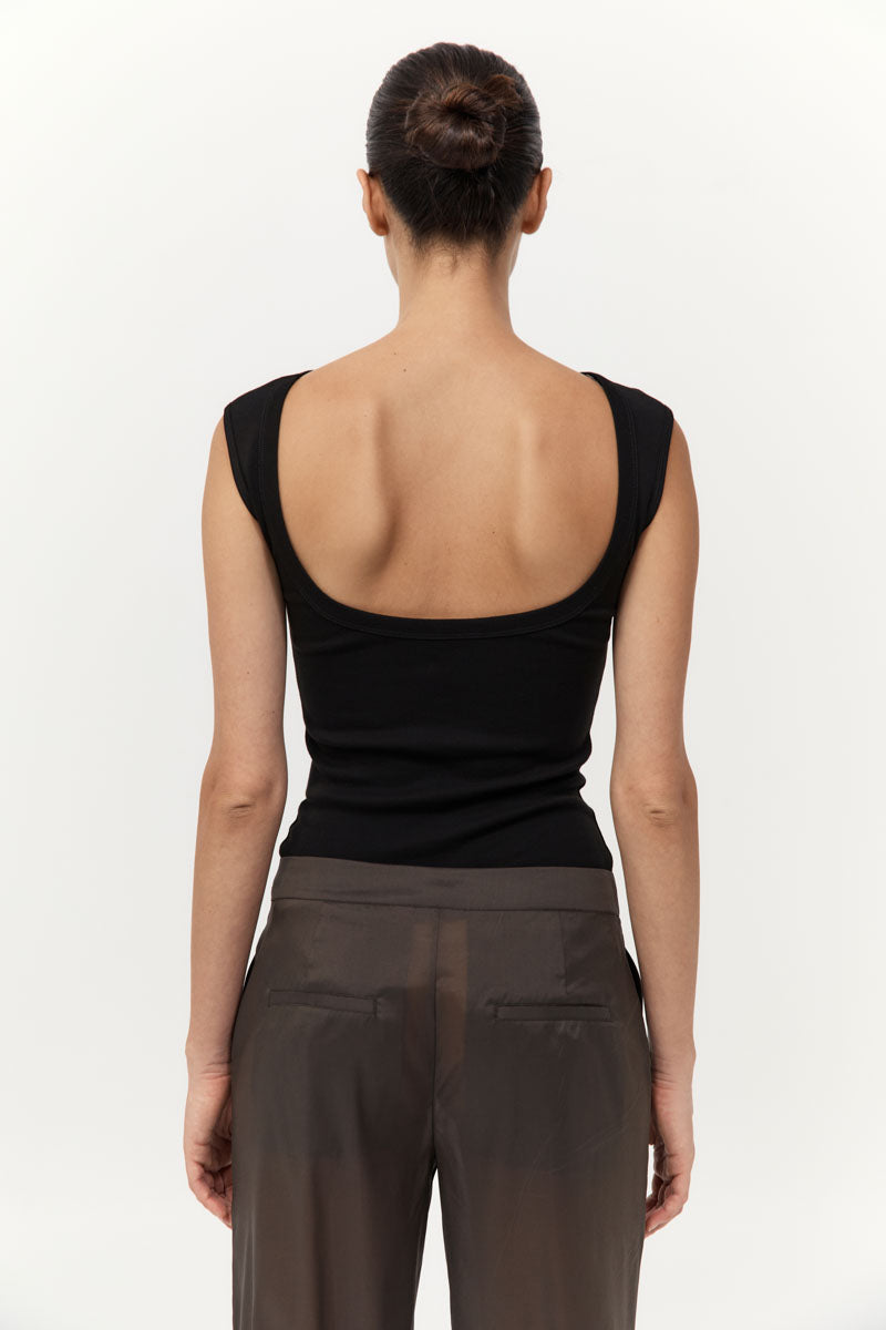 St Agni | Organic Cotton Ballerina Top - Jet Black