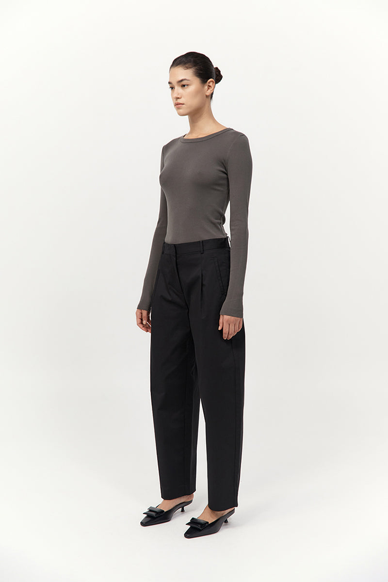 St Agni | Organic Cotton Long Sleeve Top - Khaki