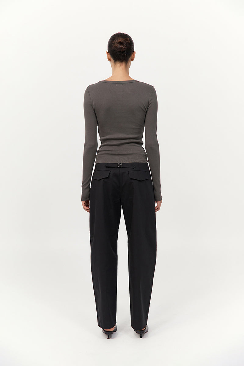 St Agni | Organic Cotton Long Sleeve Top - Khaki