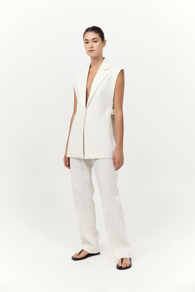 St Agni | Relaxed Side Tie Vest - Off White