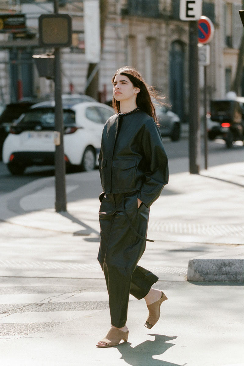 St Agni | Utility Cocoon Leather Bomber - Black