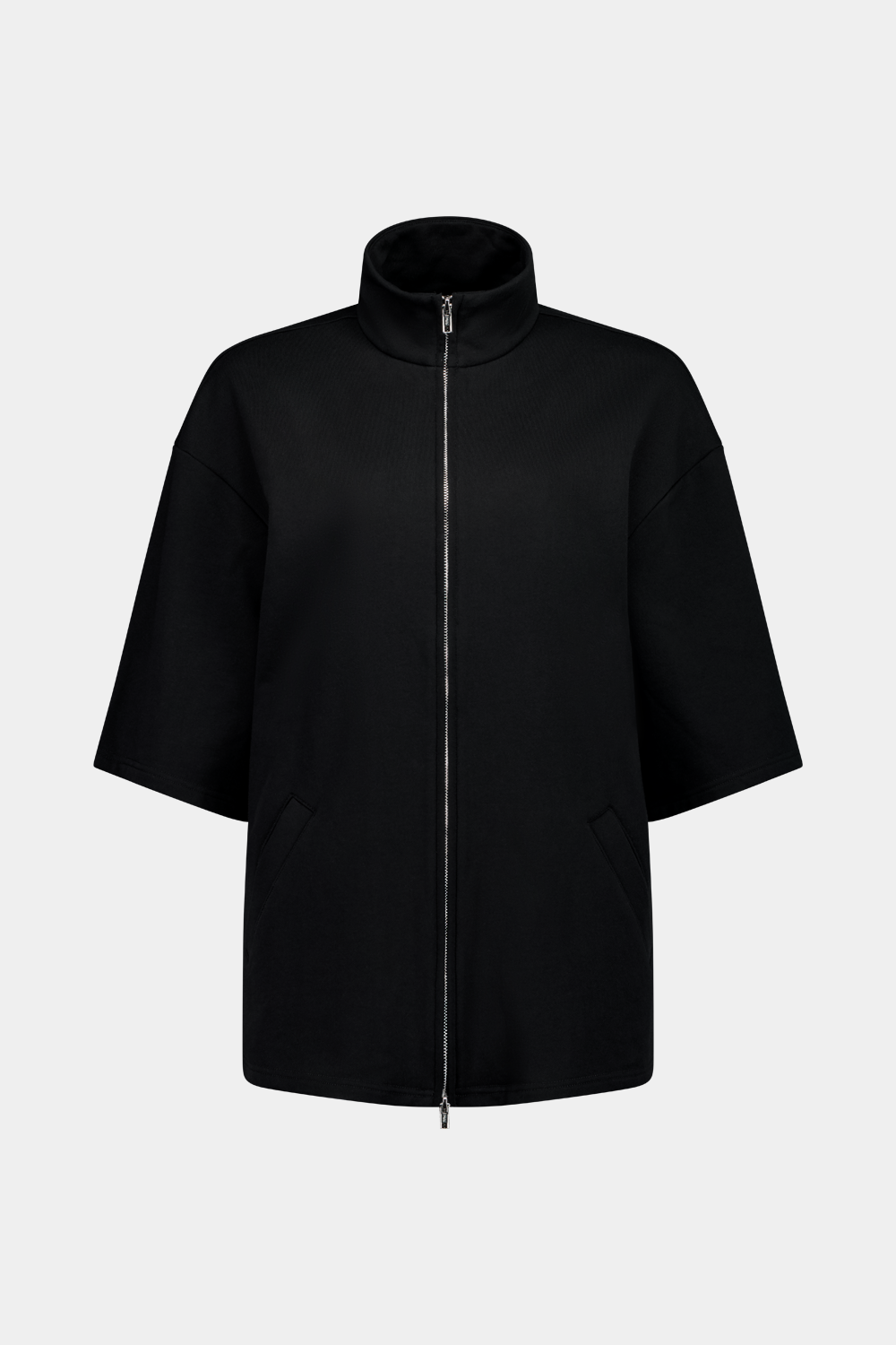 Rebe | Cotton Zip Sweater - Black