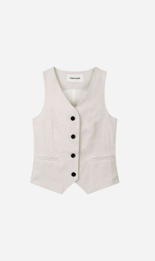 Tonywack | Linen Tailored Vest - Ivory