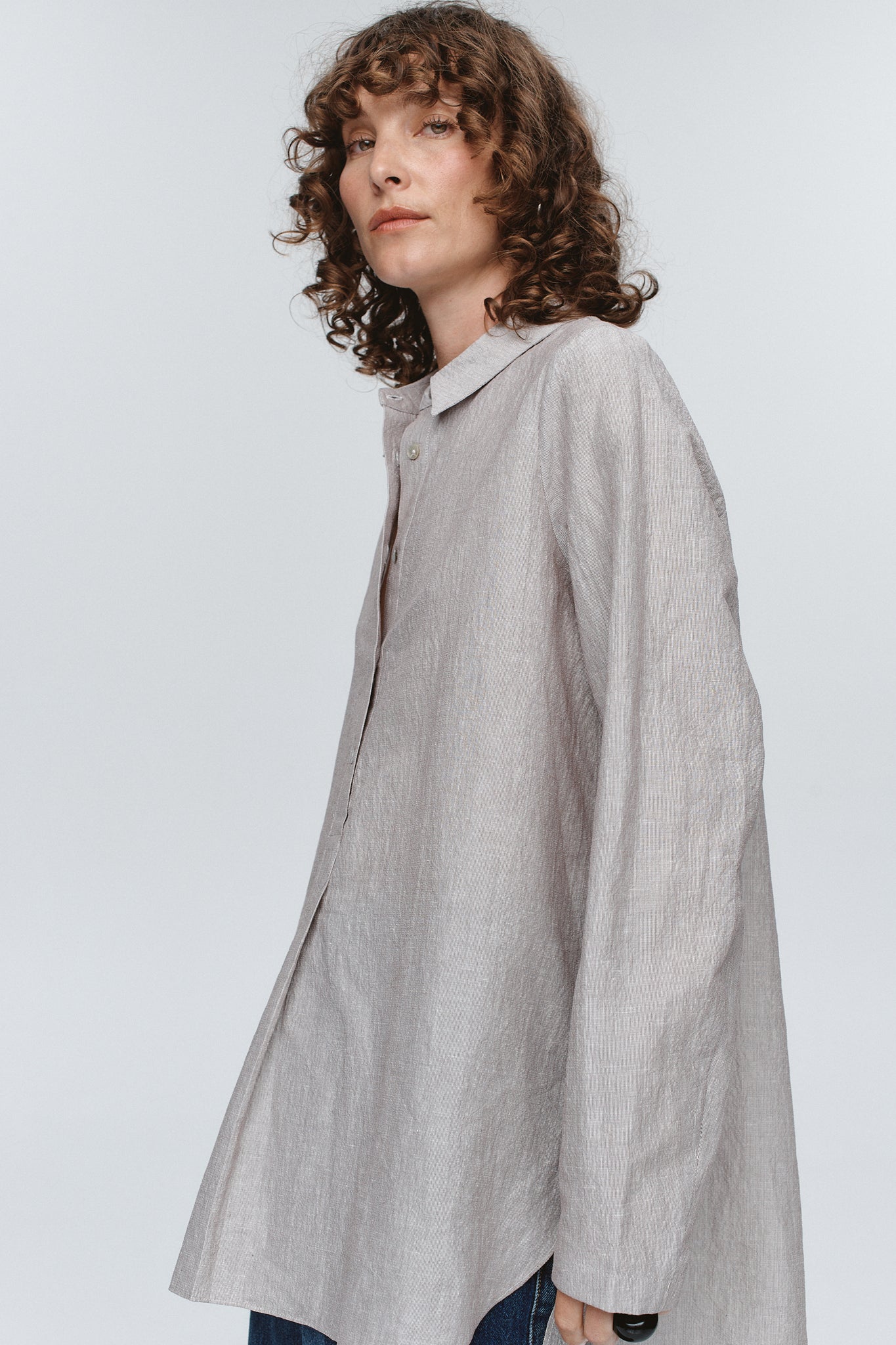 Marle | Tab Shirt - Chocolate Stripe