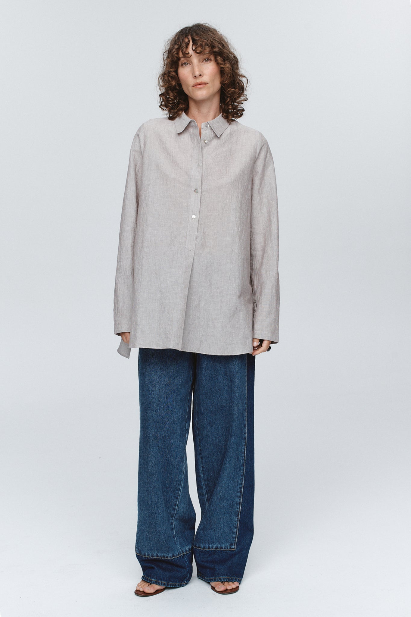 Marle | Tab Shirt - Chocolate Stripe