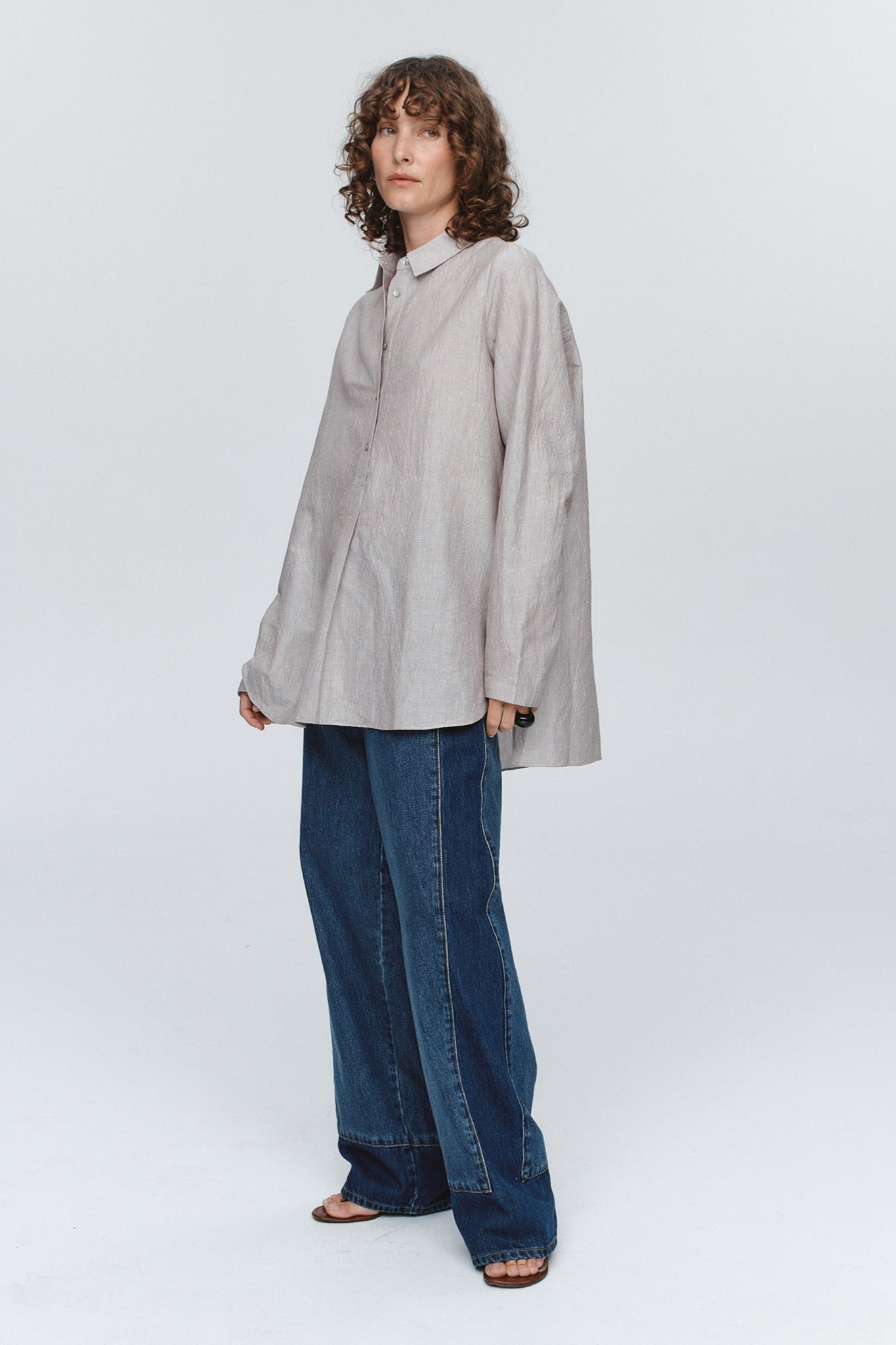 Marle | Tab Shirt - Chocolate Stripe