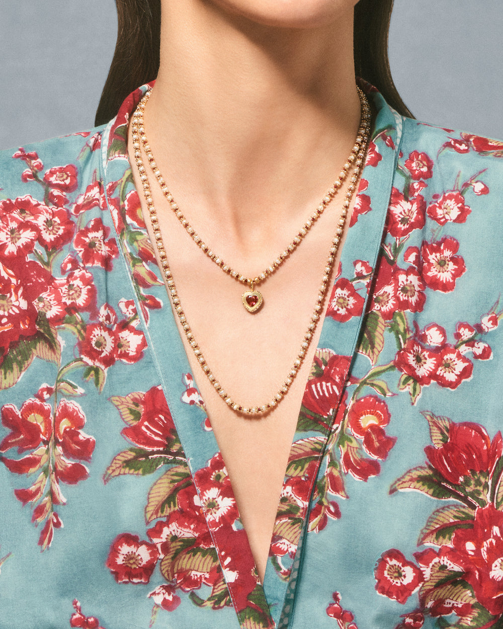 Tityaravy | Kamala Necklace - Red/Pearls