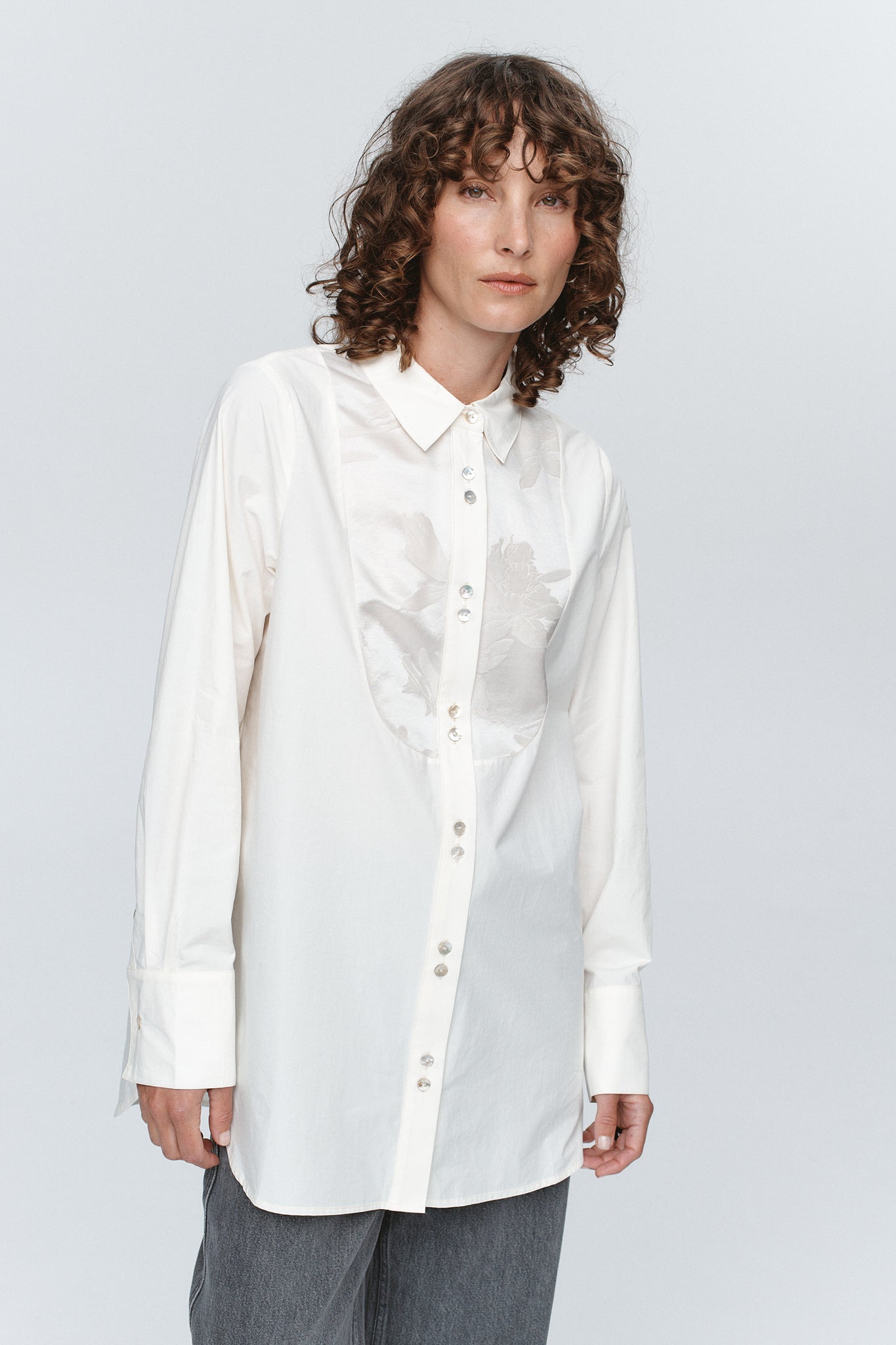Marle | Tuxedo Shirt - Ivory