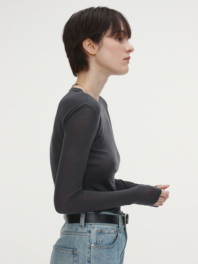 Tonywack | Wool Tencel Long Sleeve - Charcoal