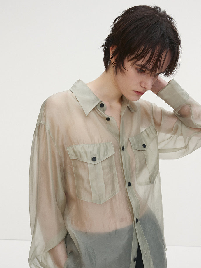 Tonywack | Oversized Sheer Shirt - Pale Green