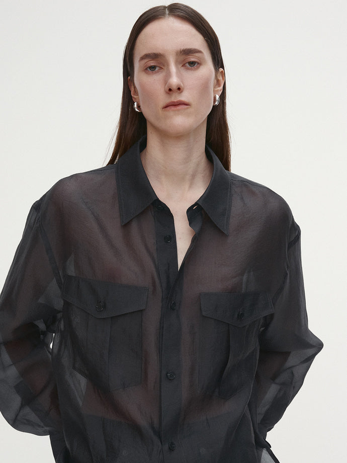Tonywack | Oversized Sheer Shirt - Carbon Grey