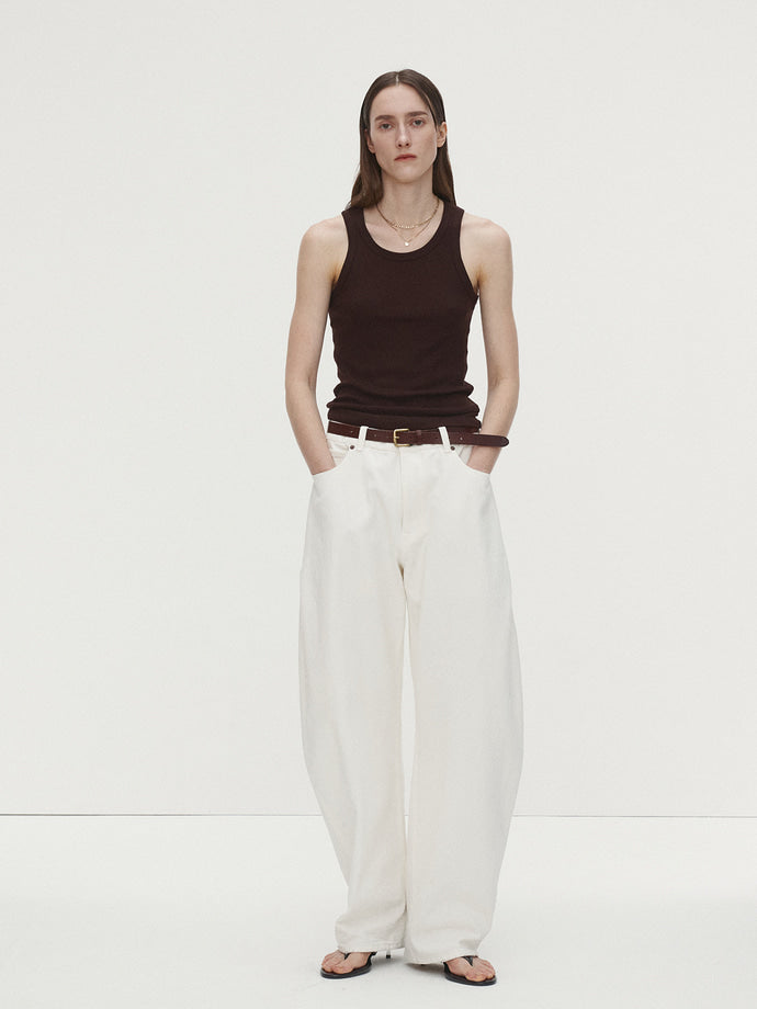 Tonywack | Side Tuck Curved Denim Jeans - Ecru