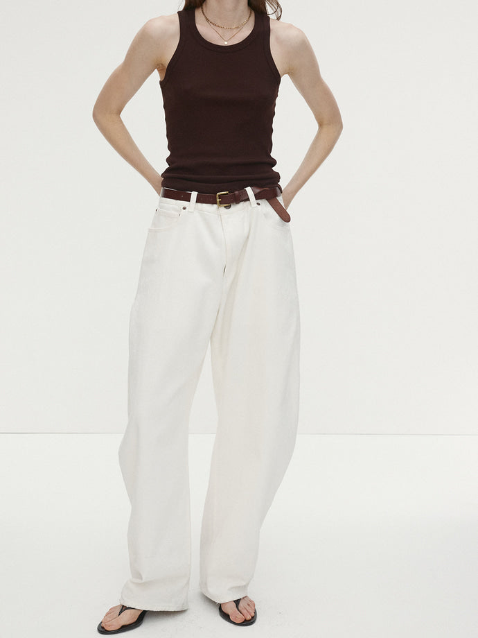 Tonywack | Side Tuck Curved Denim Jeans - Ecru