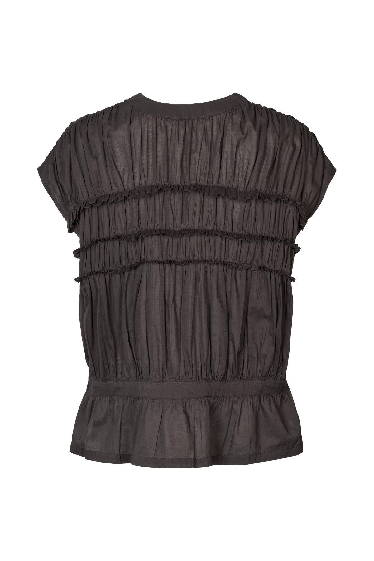 Rabens Saloner | Voile Frill Top - Liquorice