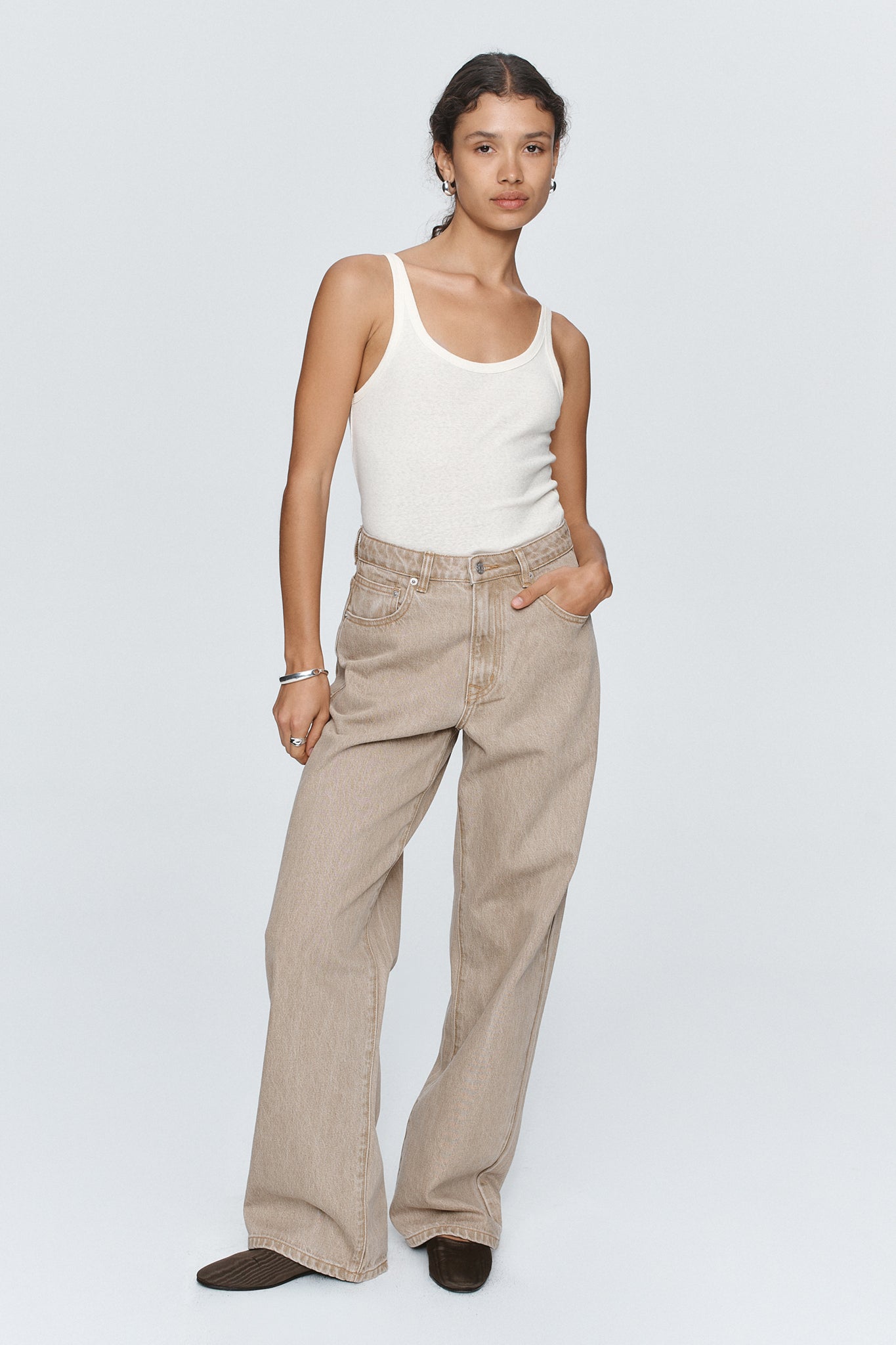 Marle | Wide Leg Jean - Chai