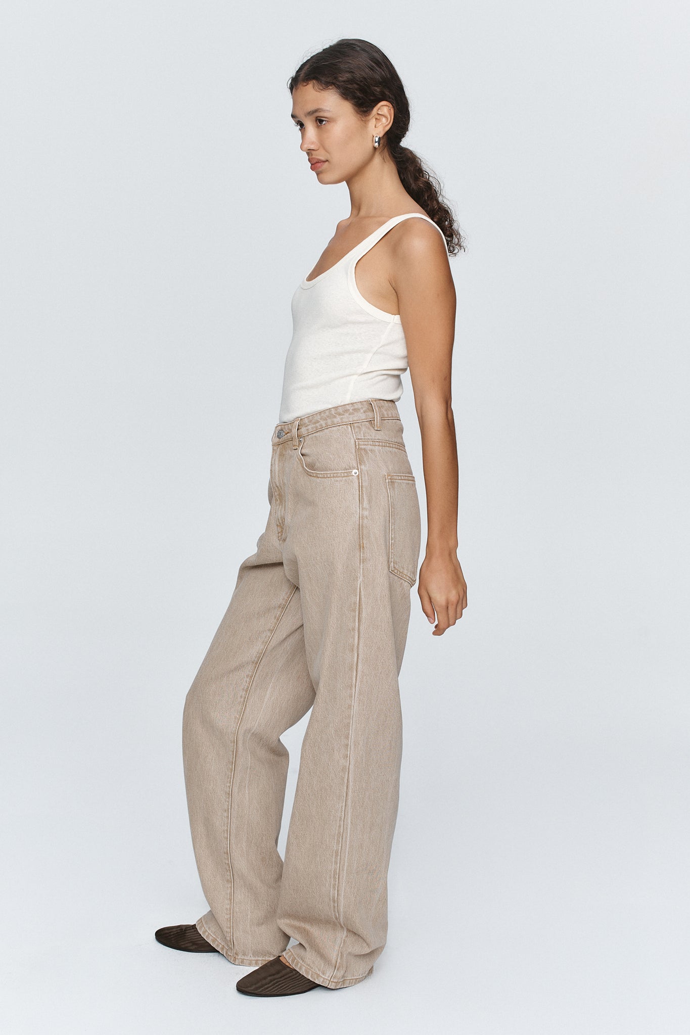 Marle | Wide Leg Jean - Chai