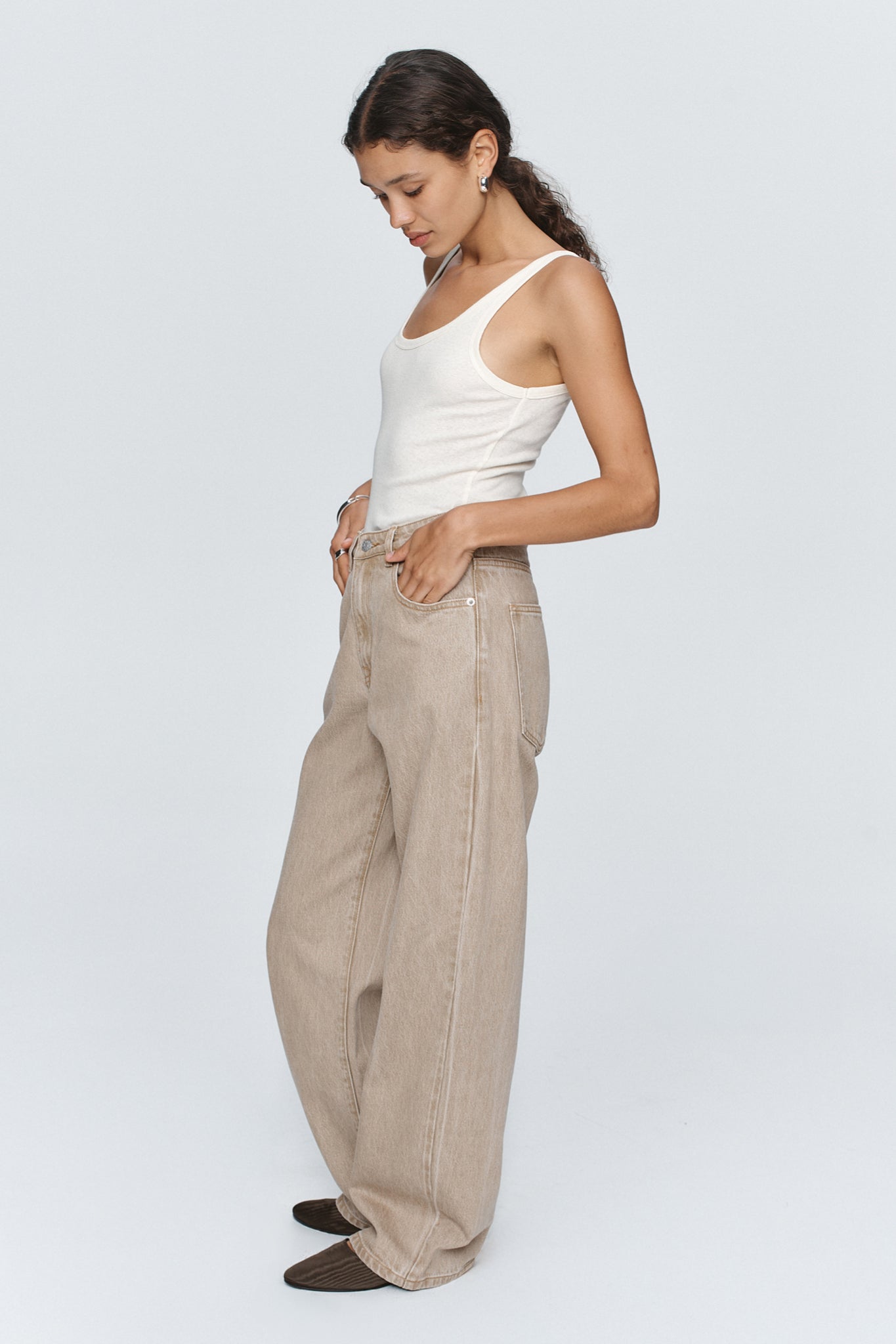 Marle | Wide Leg Jean - Chai