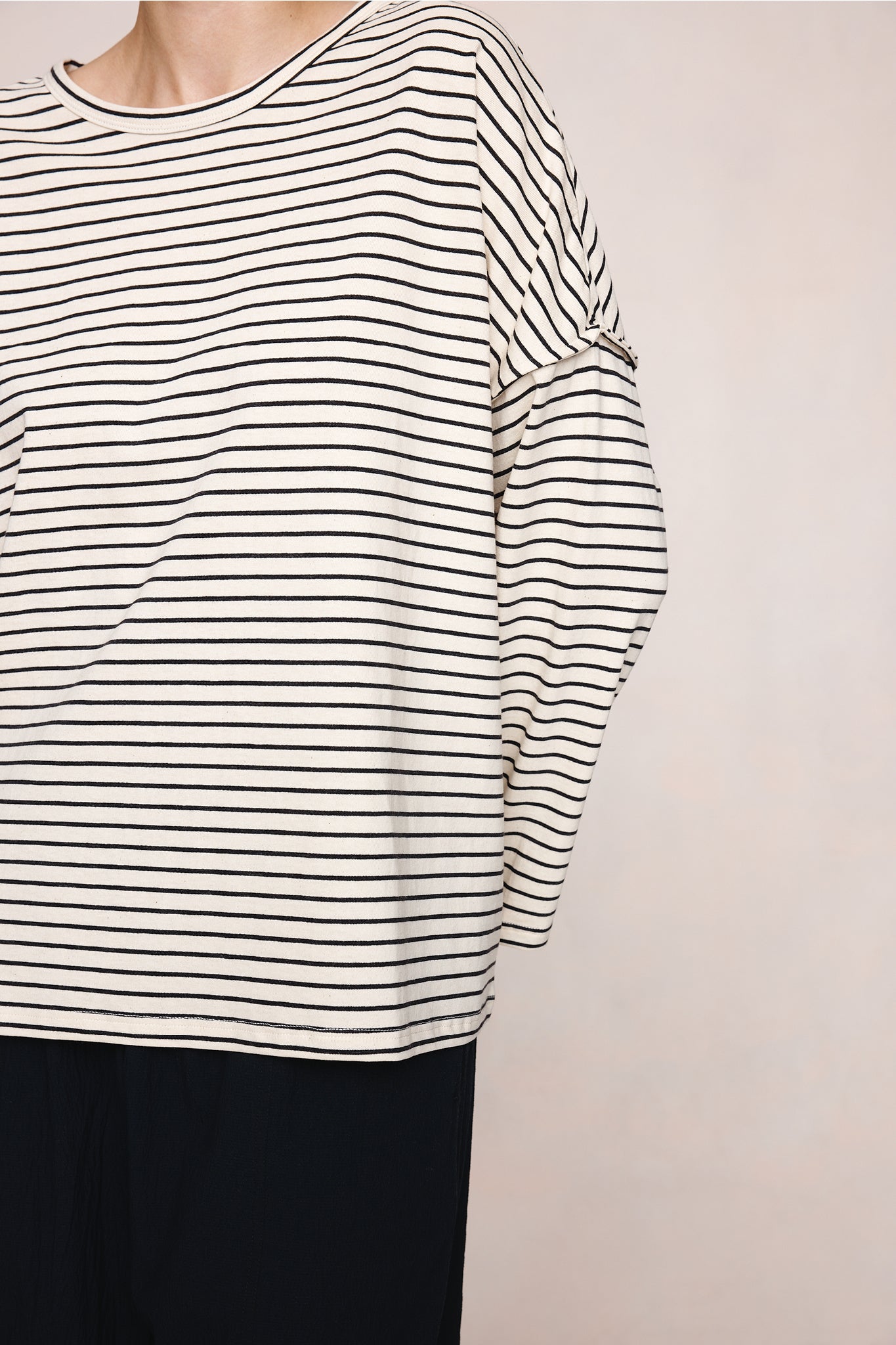 Marle | Yelena Tee - Ivory / Black Stripe