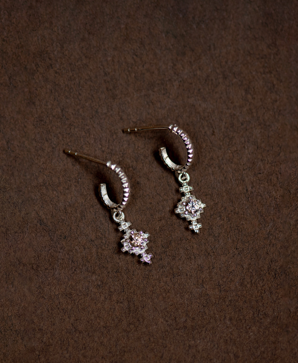 Zoe & Morgan | Indie Earrings - Silver/Peach Zircon
