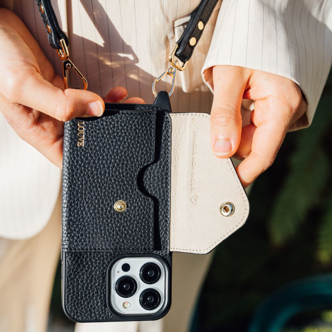 Louve | Zoe Black Leather Case IPhone