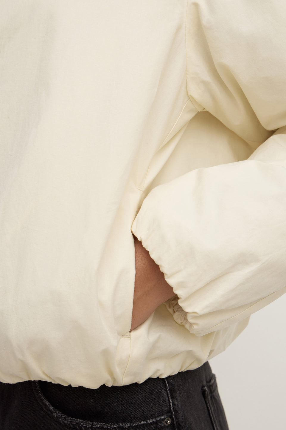 Assembly Label | Zoie Padded Bomber Jacket - Antique White