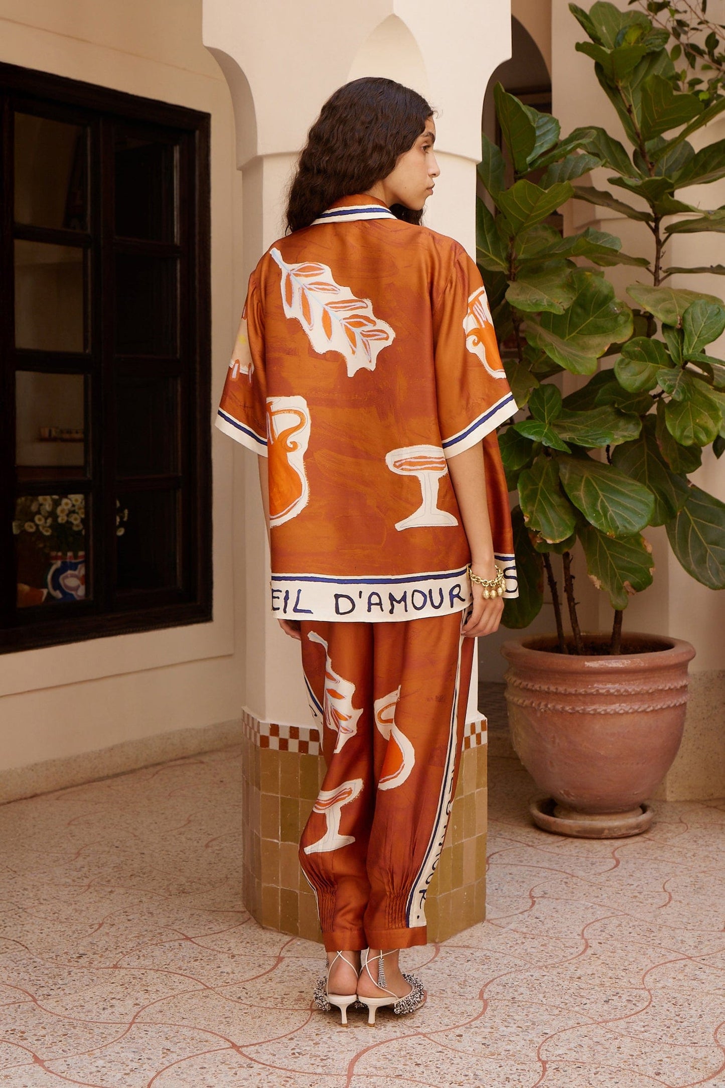 Alemais | Soleil D'Amour Tapered Silk Pant - Rust