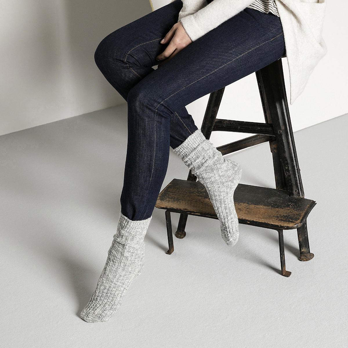 Birkenstock | Womens Cotton Slub Socks - Grey/White