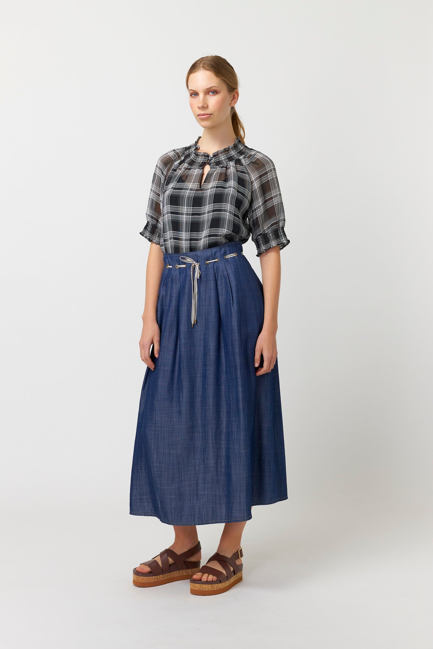 Kate Sylvester | Sheer Plaid Top - Black