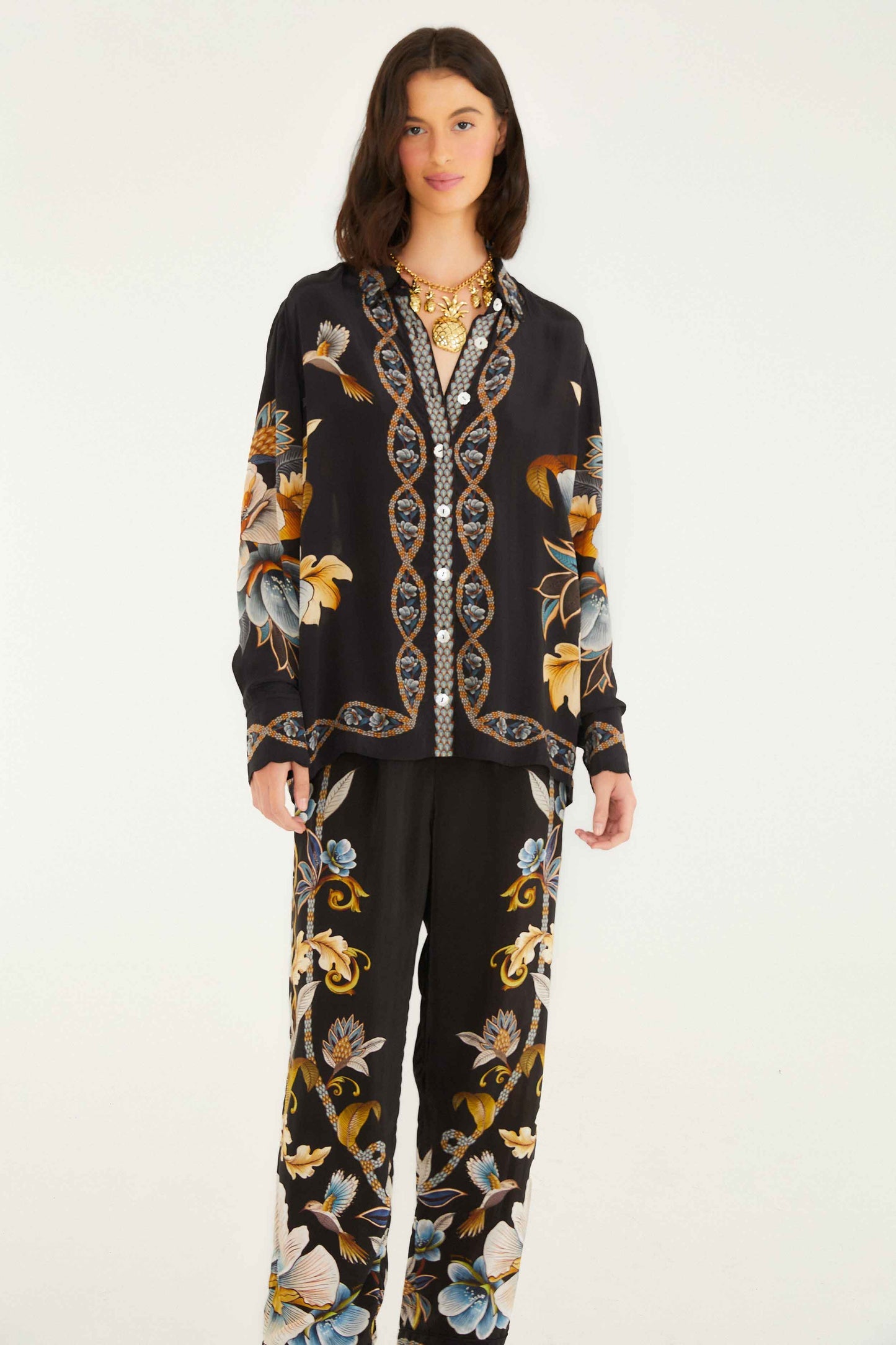 Farm Rio | Pajama Pants - Snake Garden Black