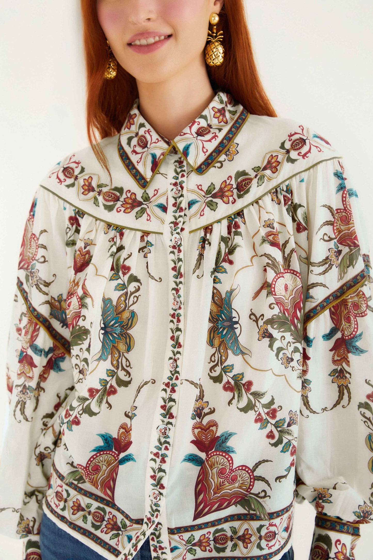 Farm Rio | Cream Blouse - Majestic Hearts