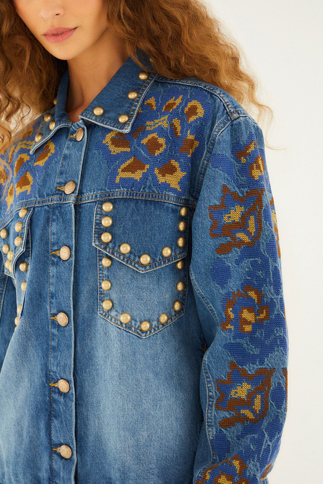 Farm Rio | Studs Metal Denim Jacket - Denim