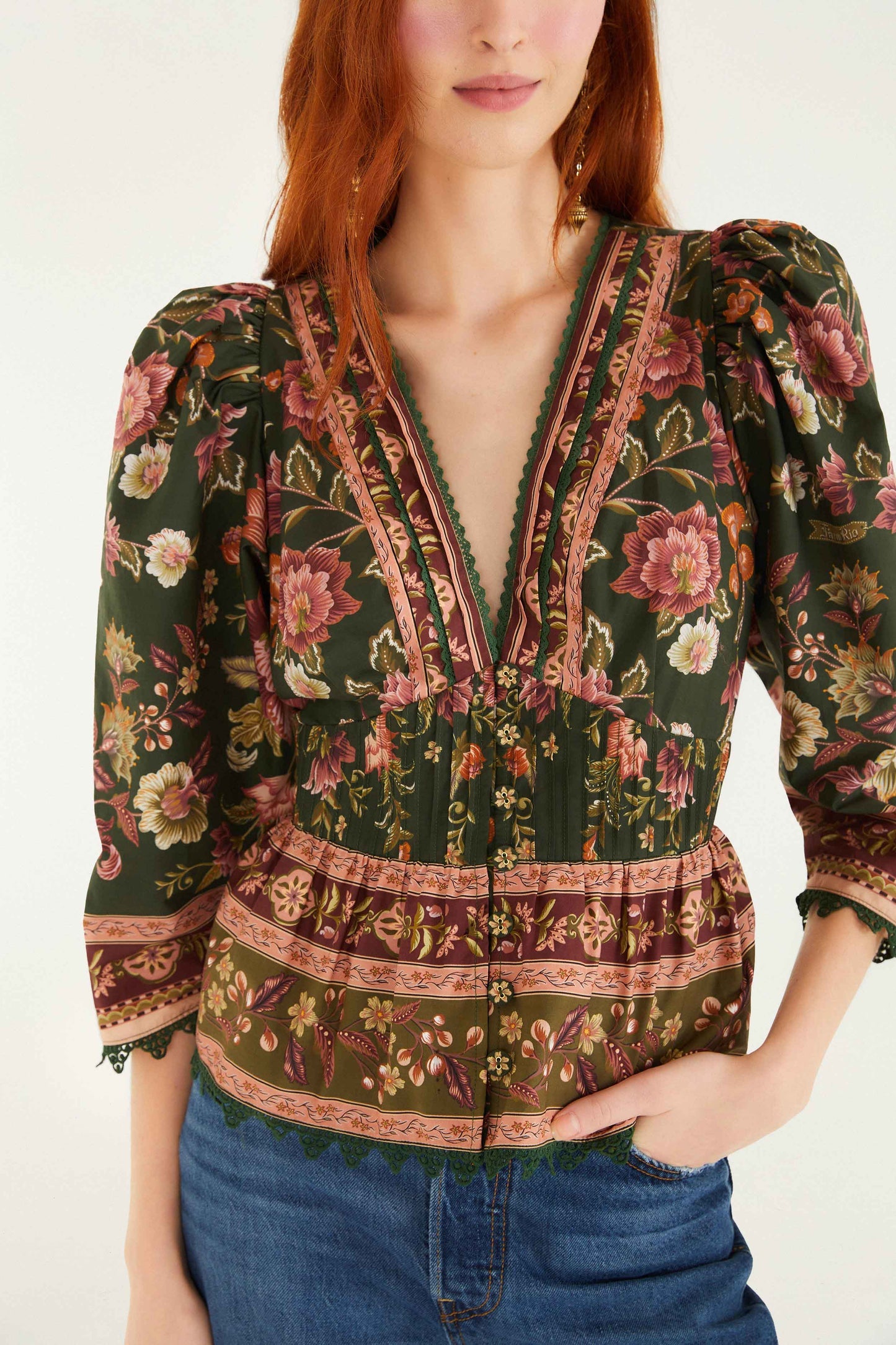 Farm Rio | Flowering Garden Tree Blouse - Green