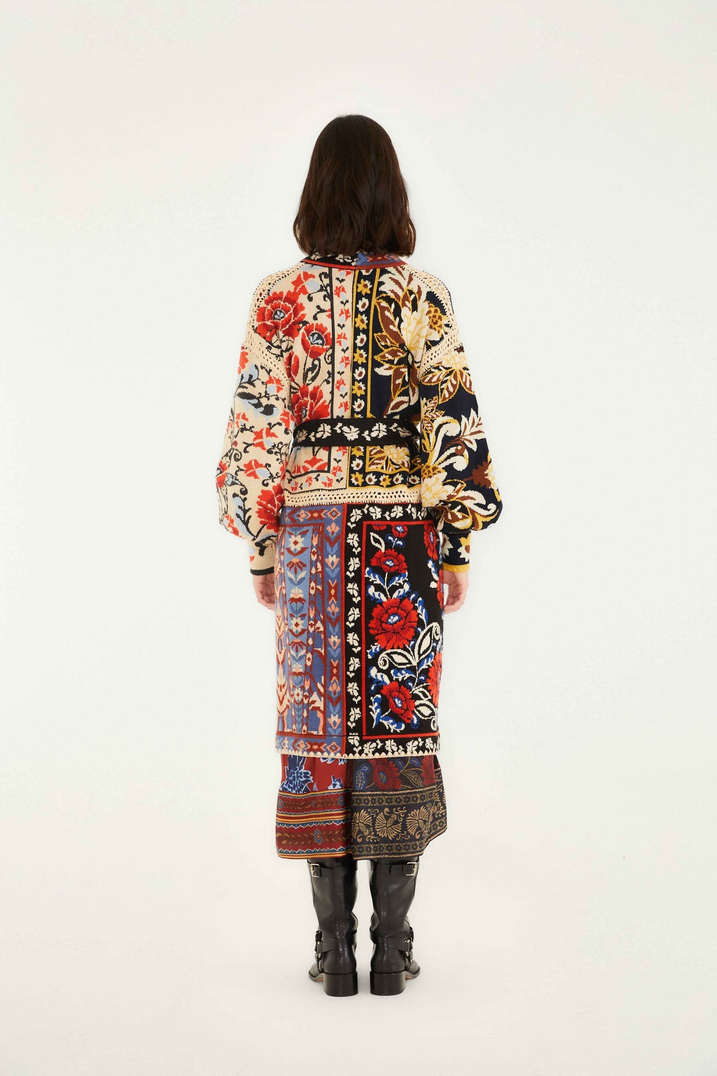 Farm Rio | Patchwork Knit Midi Cardi - Flower Print